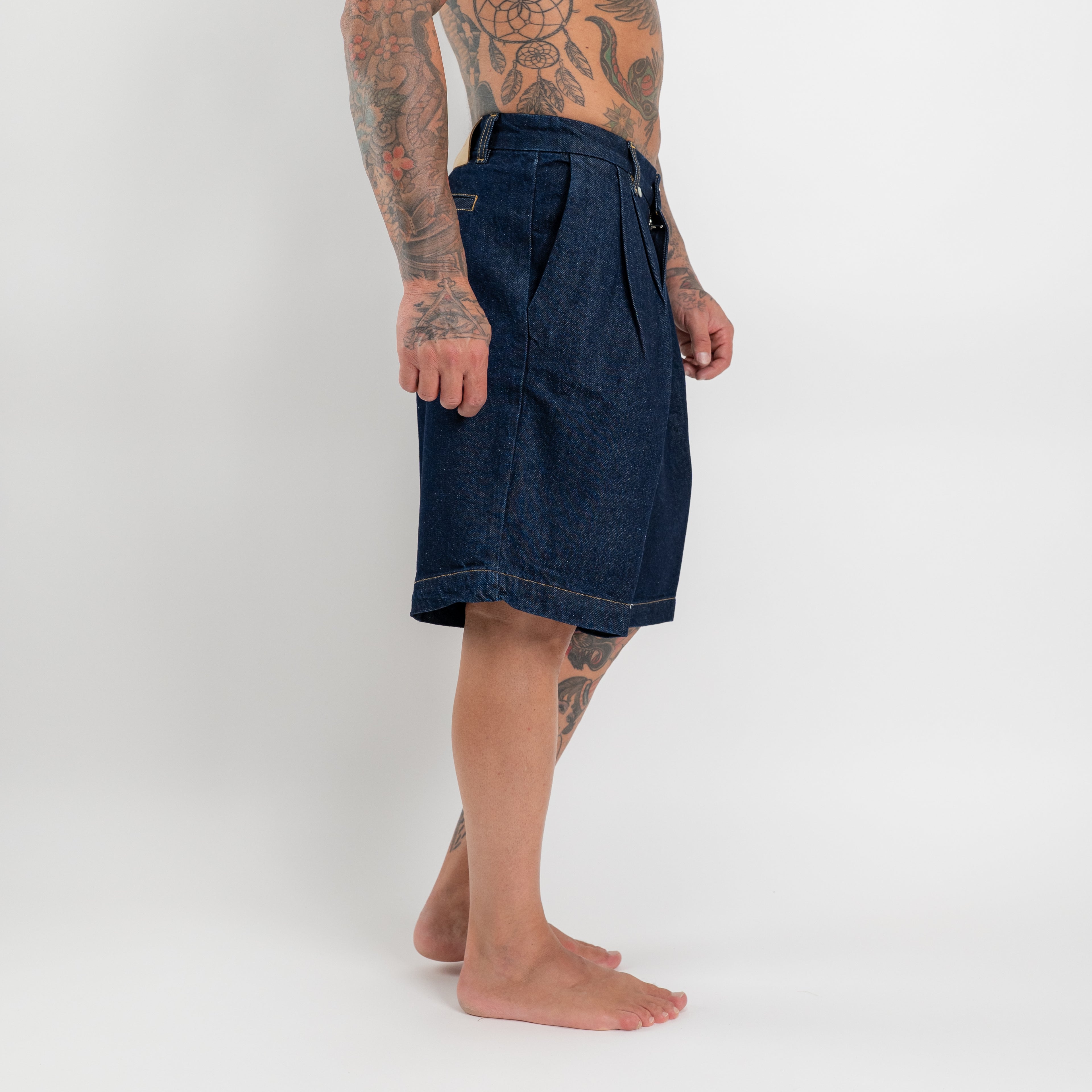 Bermuda denim doppia pinces