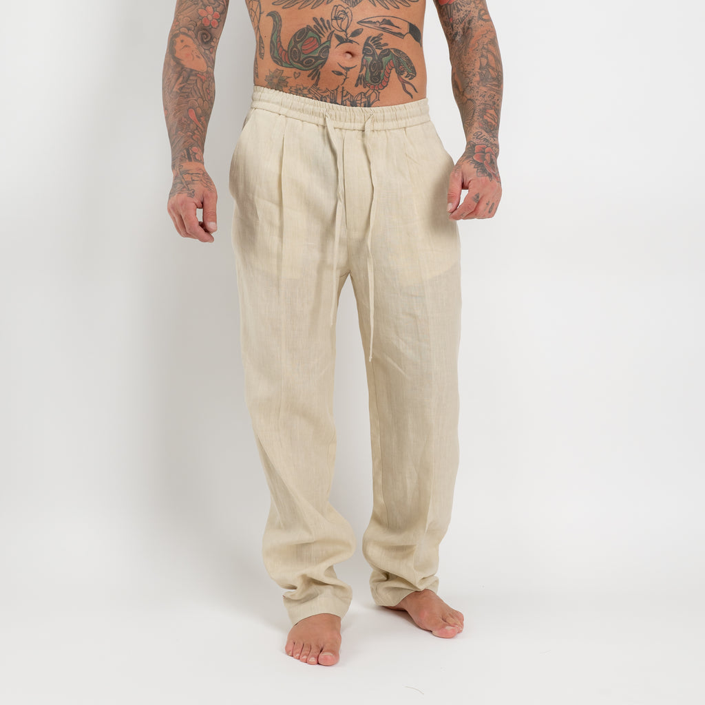 Pantalone jogger in lino