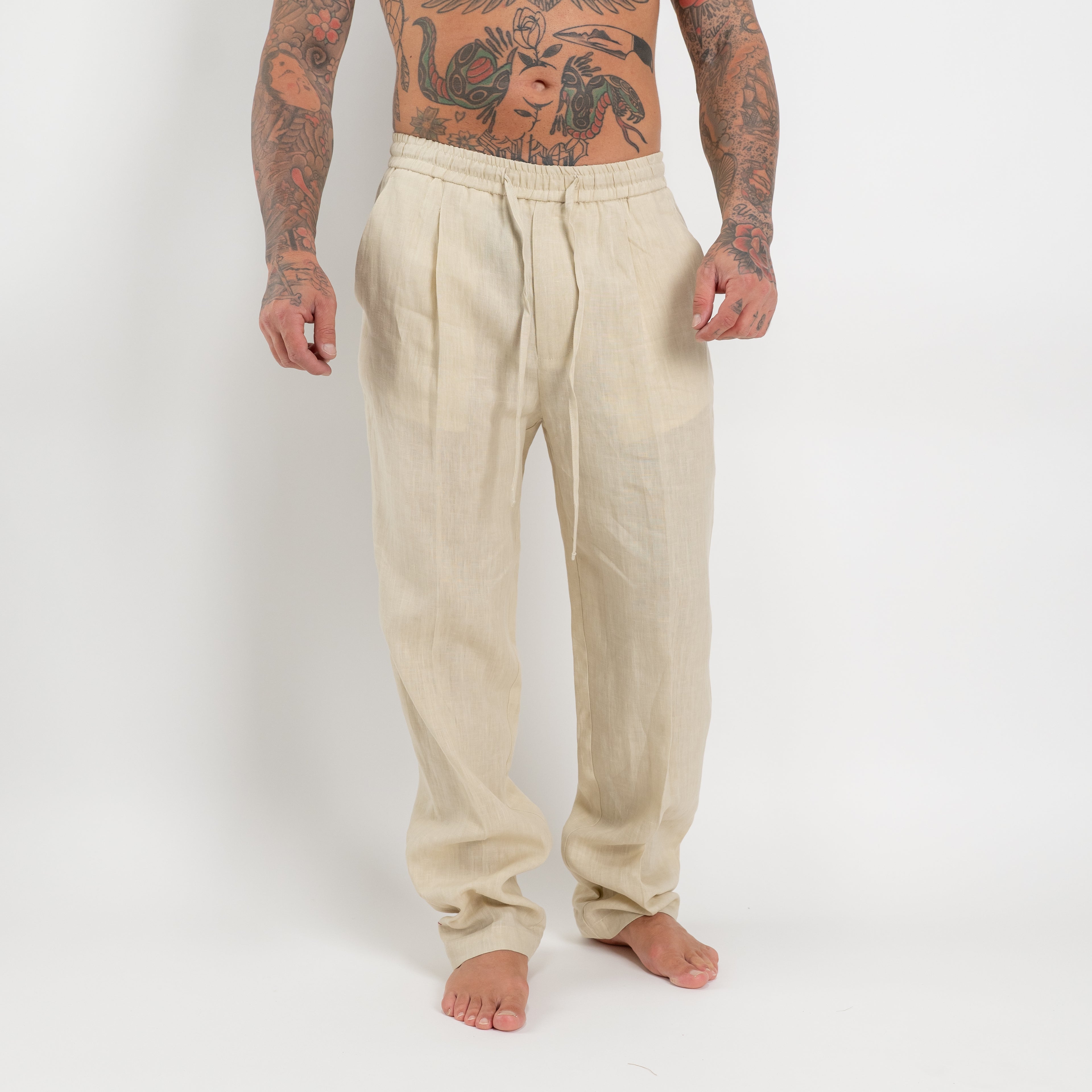 Pantalone jogger in lino