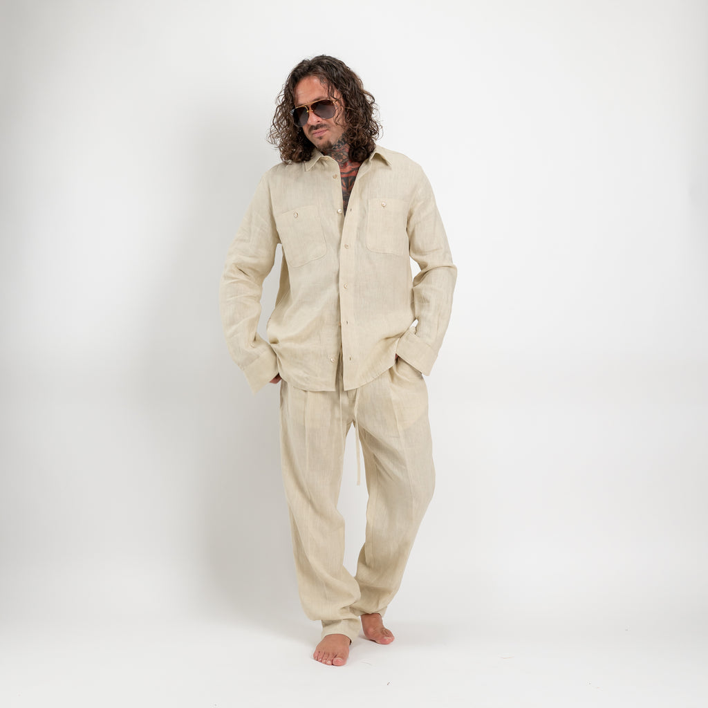 Pantalone jogger in lino