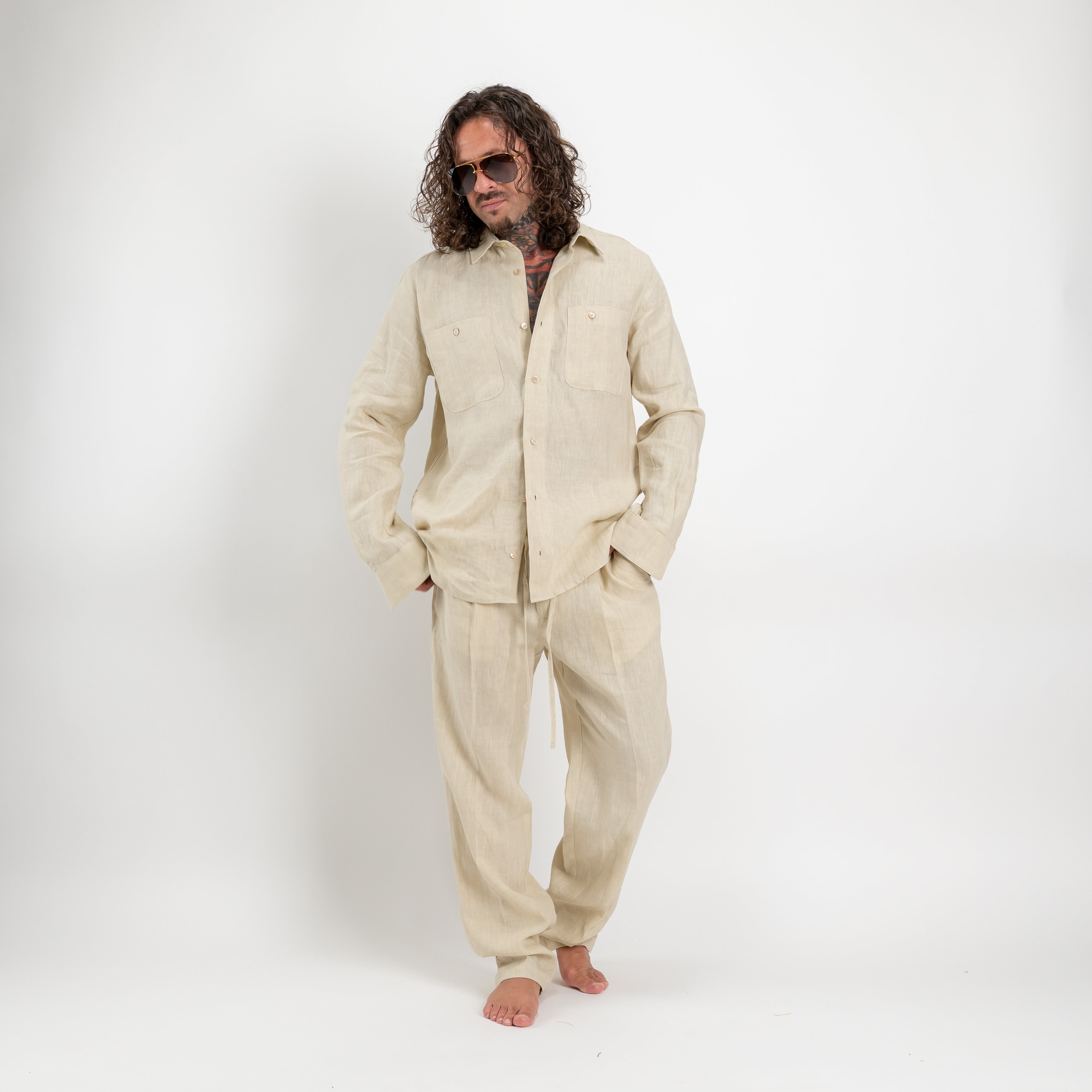 Pantalone jogger in lino