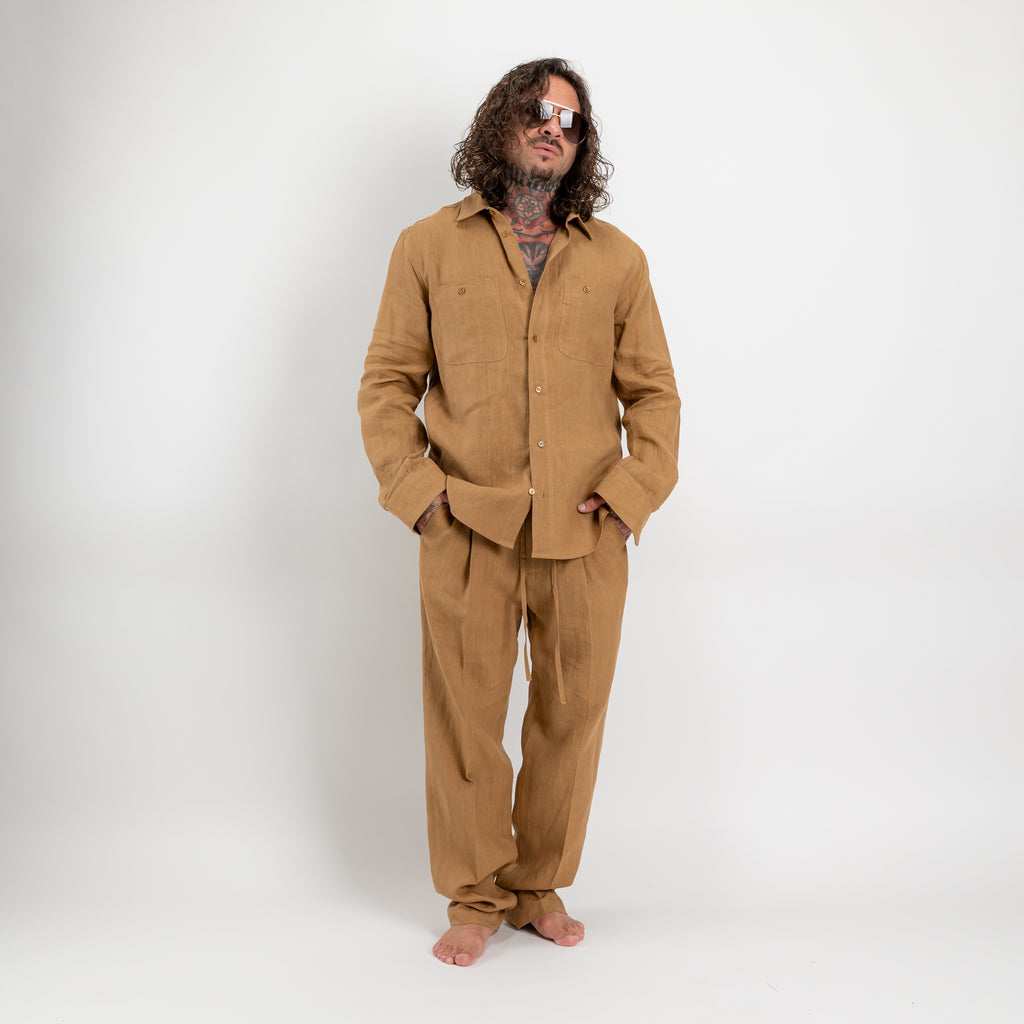 Pantalone jogger in lino