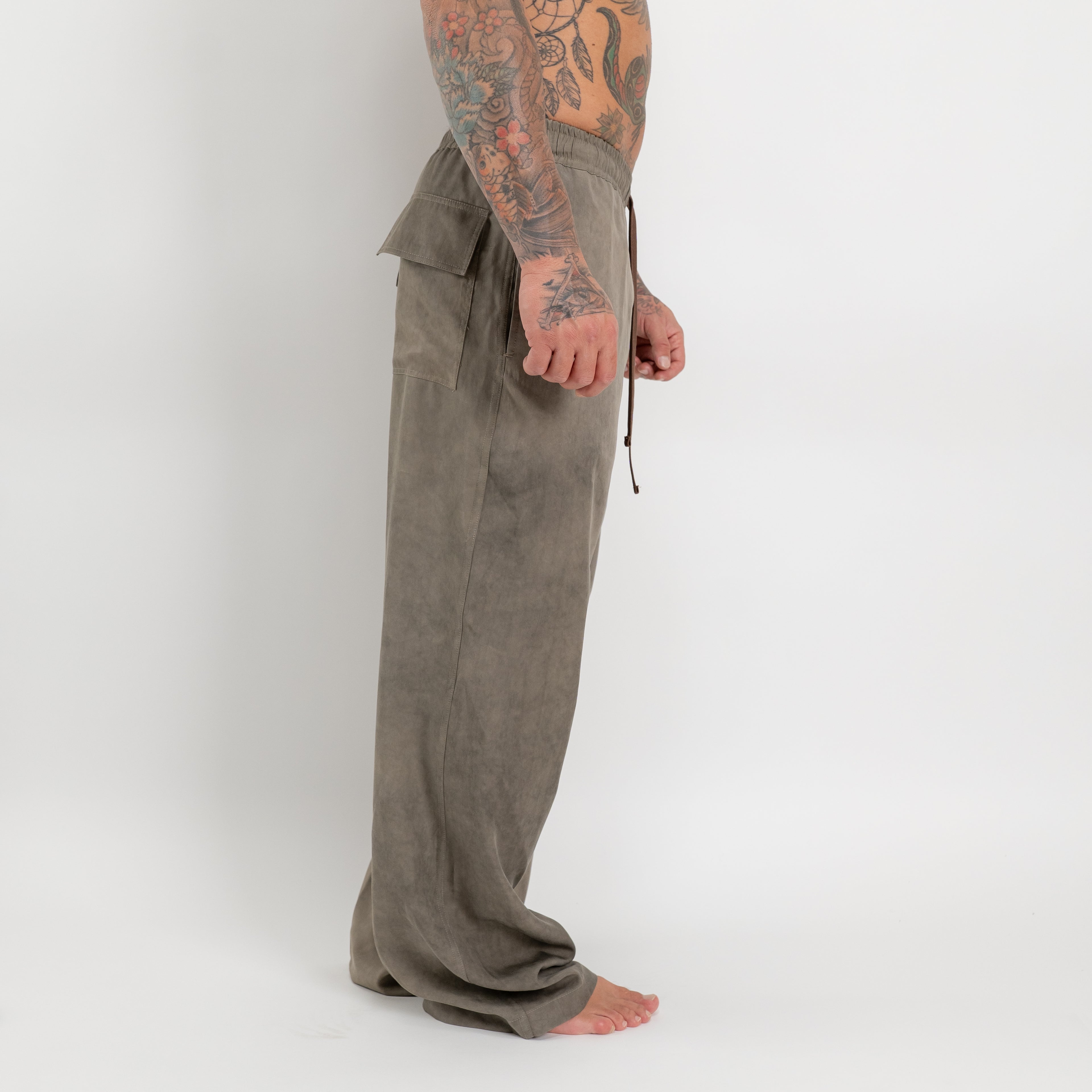 Pantalone vita elasticizzata vintage wash