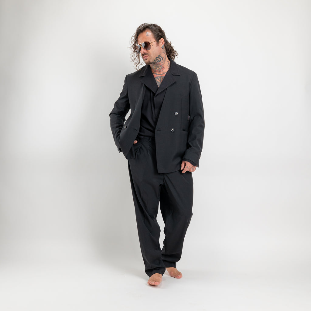 Giacca doppiopetto collarless