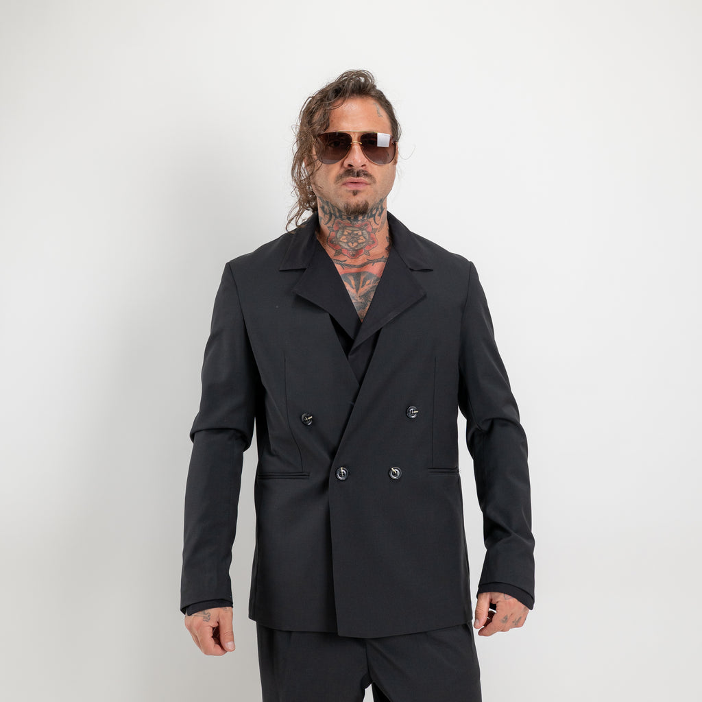 Giacca doppiopetto collarless
