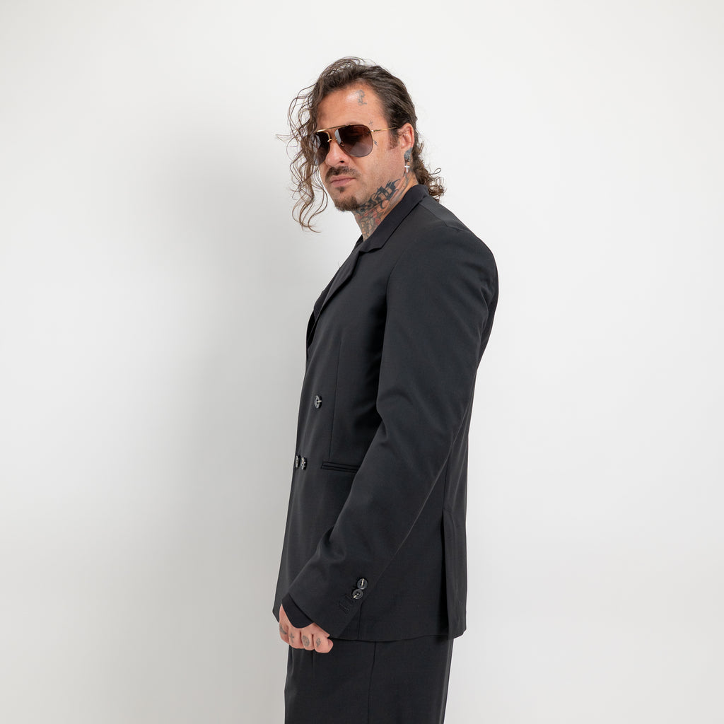 Giacca doppiopetto collarless