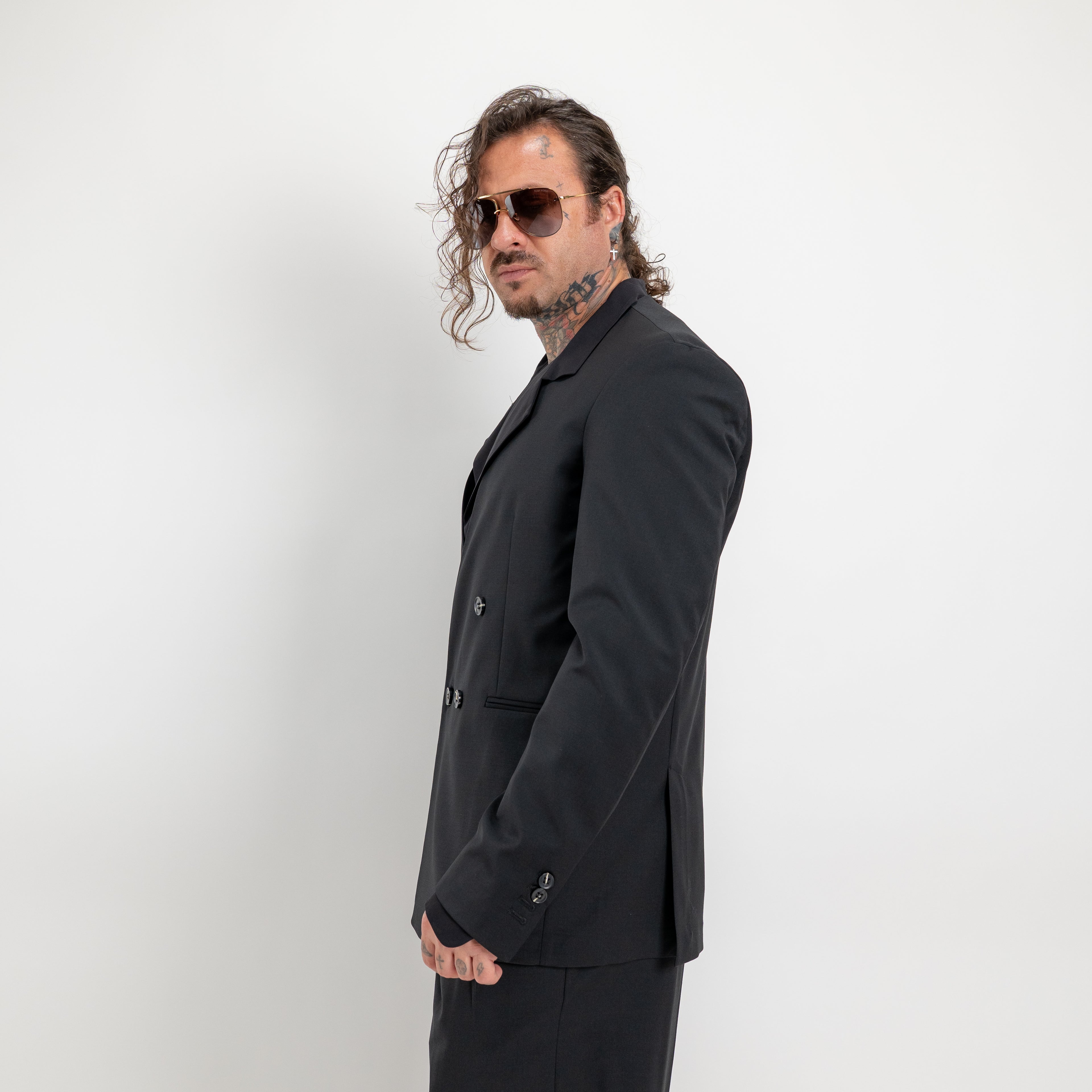 Giacca doppiopetto collarless