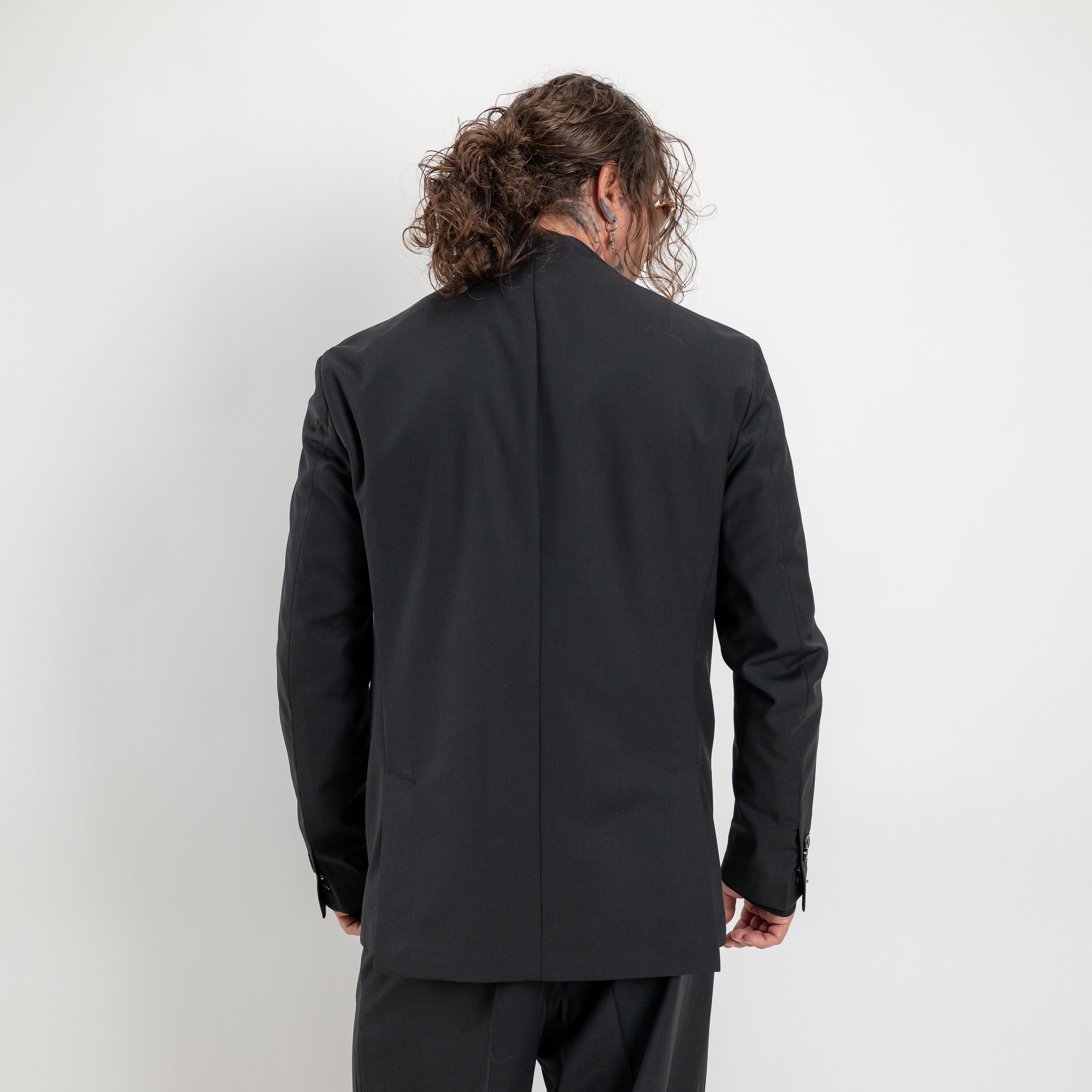 Giacca doppiopetto collarless