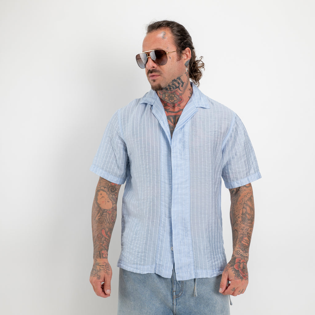 Camicia manica corta righe all over