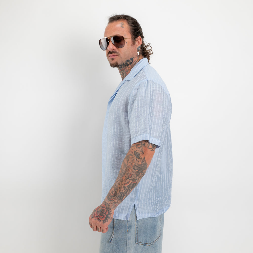 Camicia manica corta righe all over