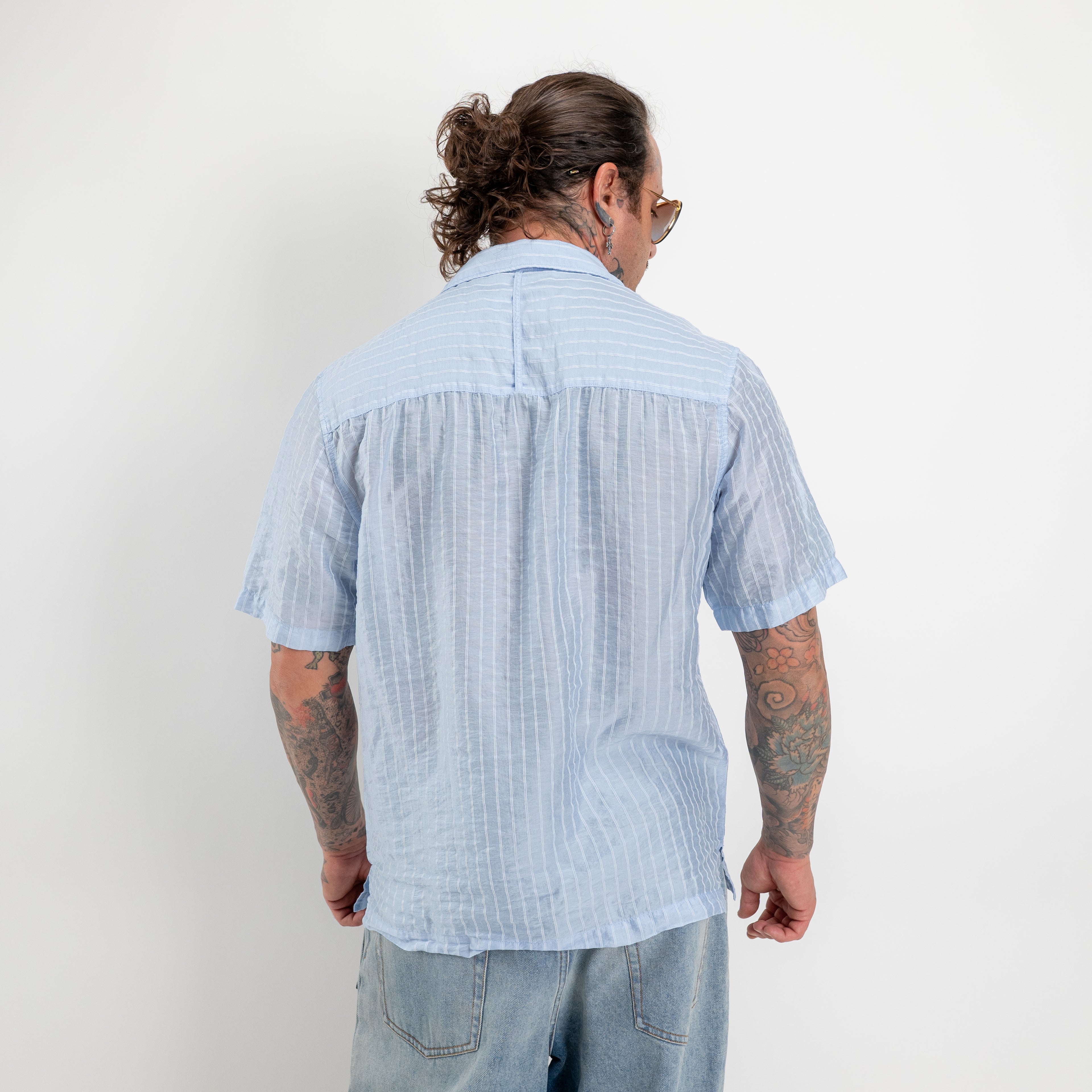 Camicia manica corta righe all over