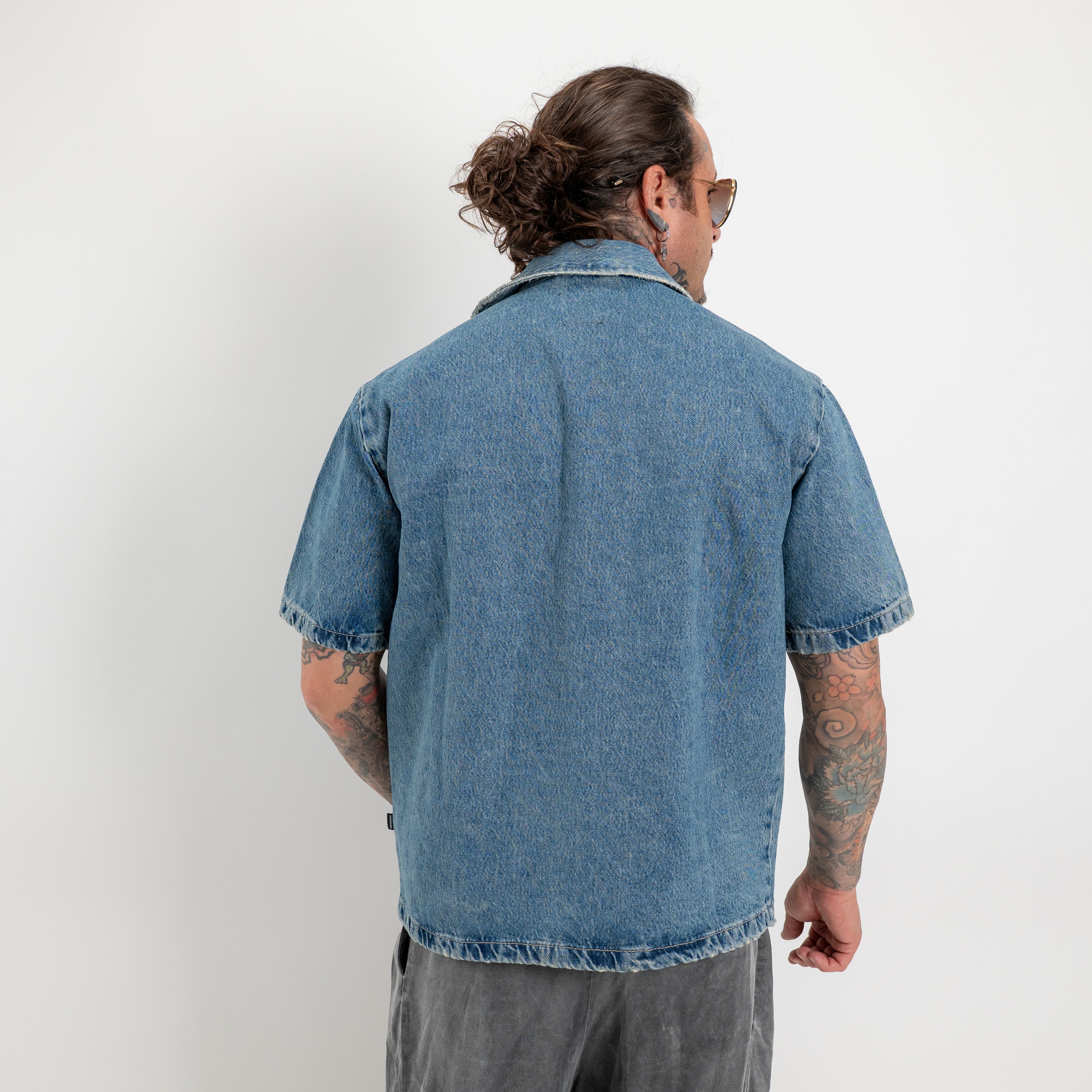 Camicia short sleeve in denim rigido