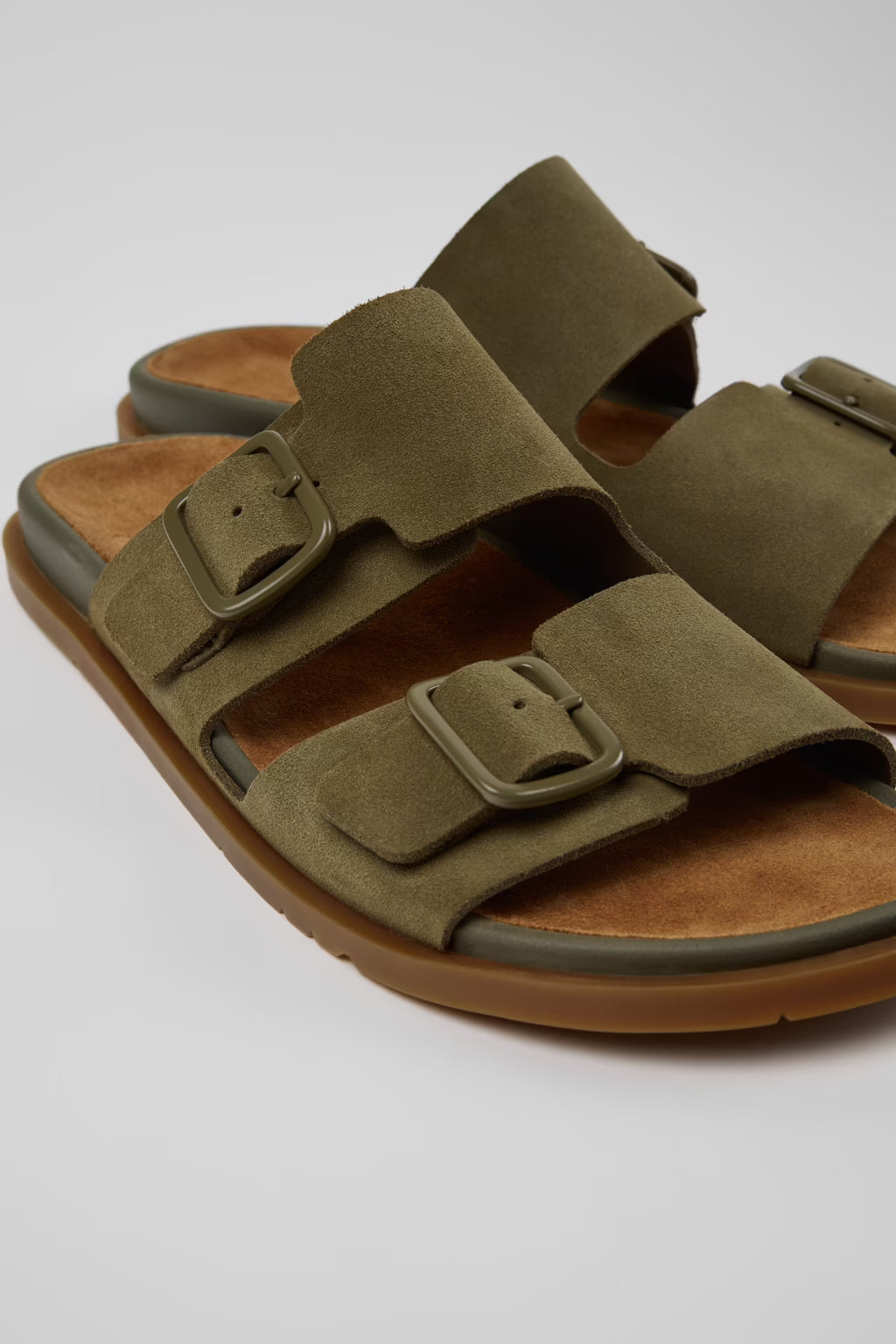 Flat sandal with suede buckles - Green
