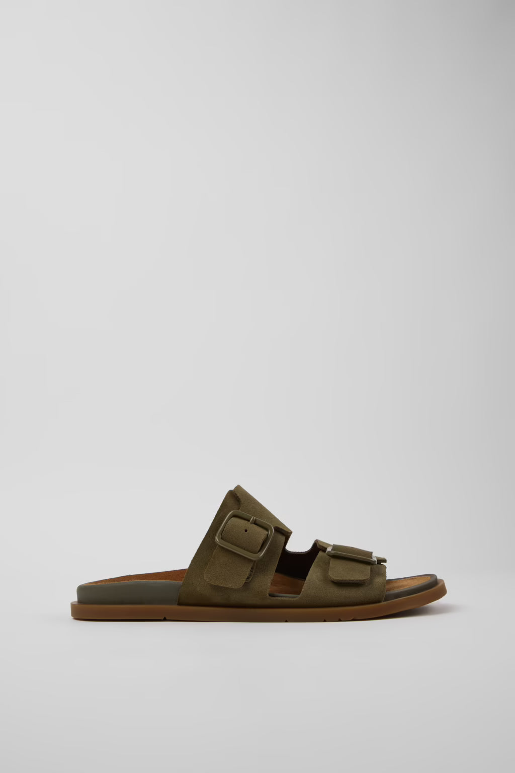 Flat sandal with suede buckles - Green
