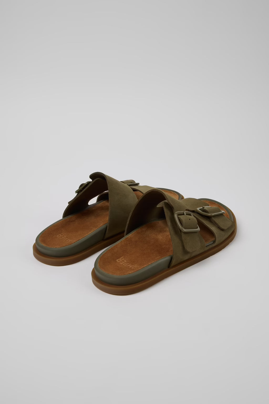Flat sandal with suede buckles - Green