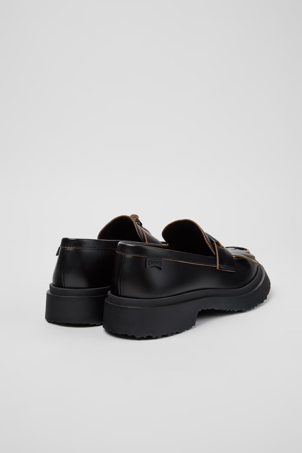 College Loafer Leather Boat Shoes - Black