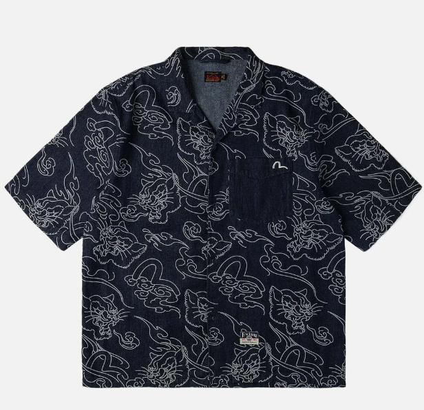 Allover Leopard and Cloud Print Shirt