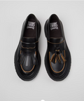 College Loafer Leather Boat Shoes - Black