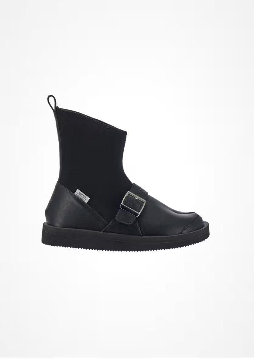 Split-toe Ankle Boot with Buckle - Black