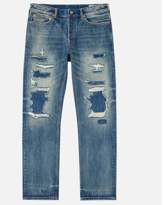 Jeans Seagull print distressed