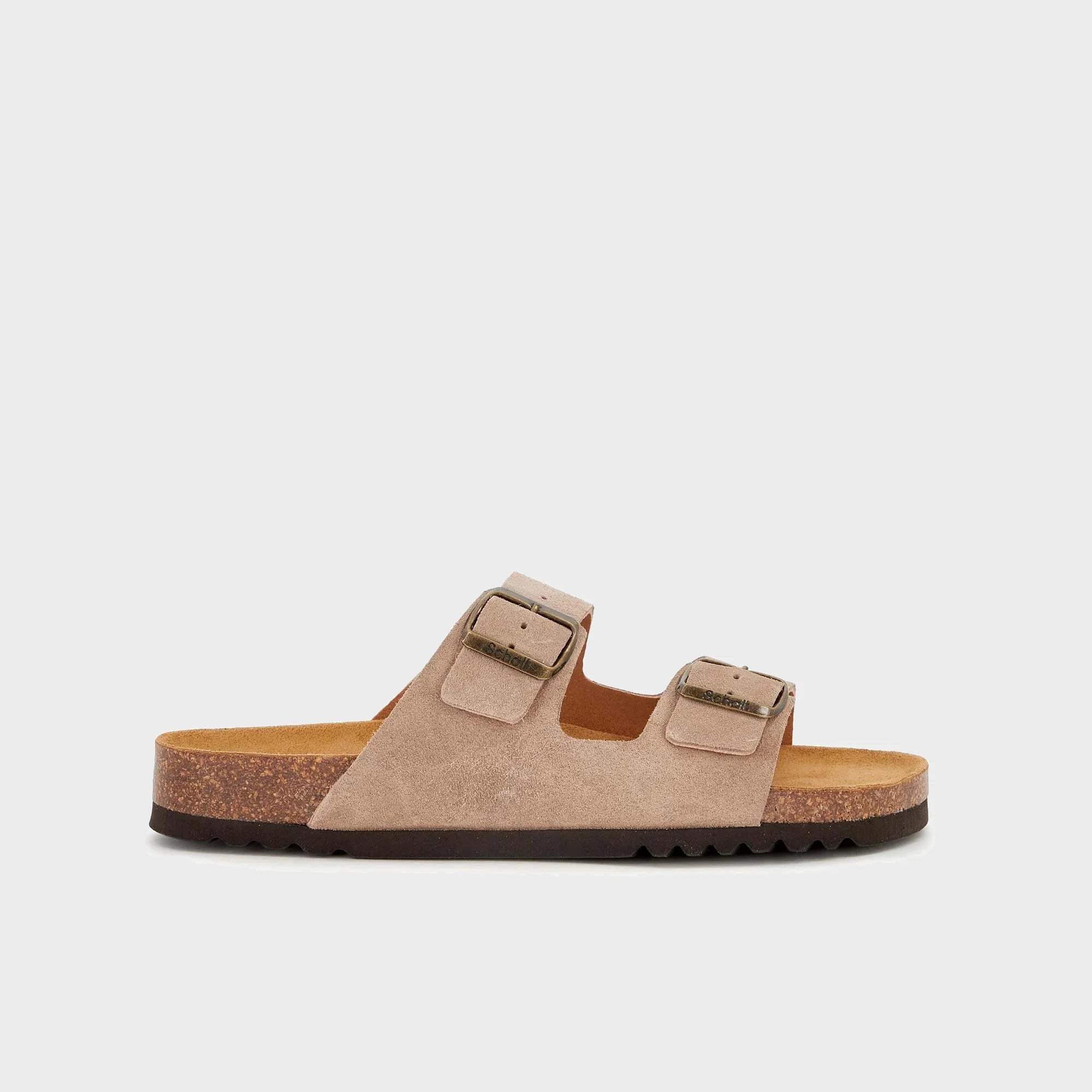 Suede sandal with buckles - Beige