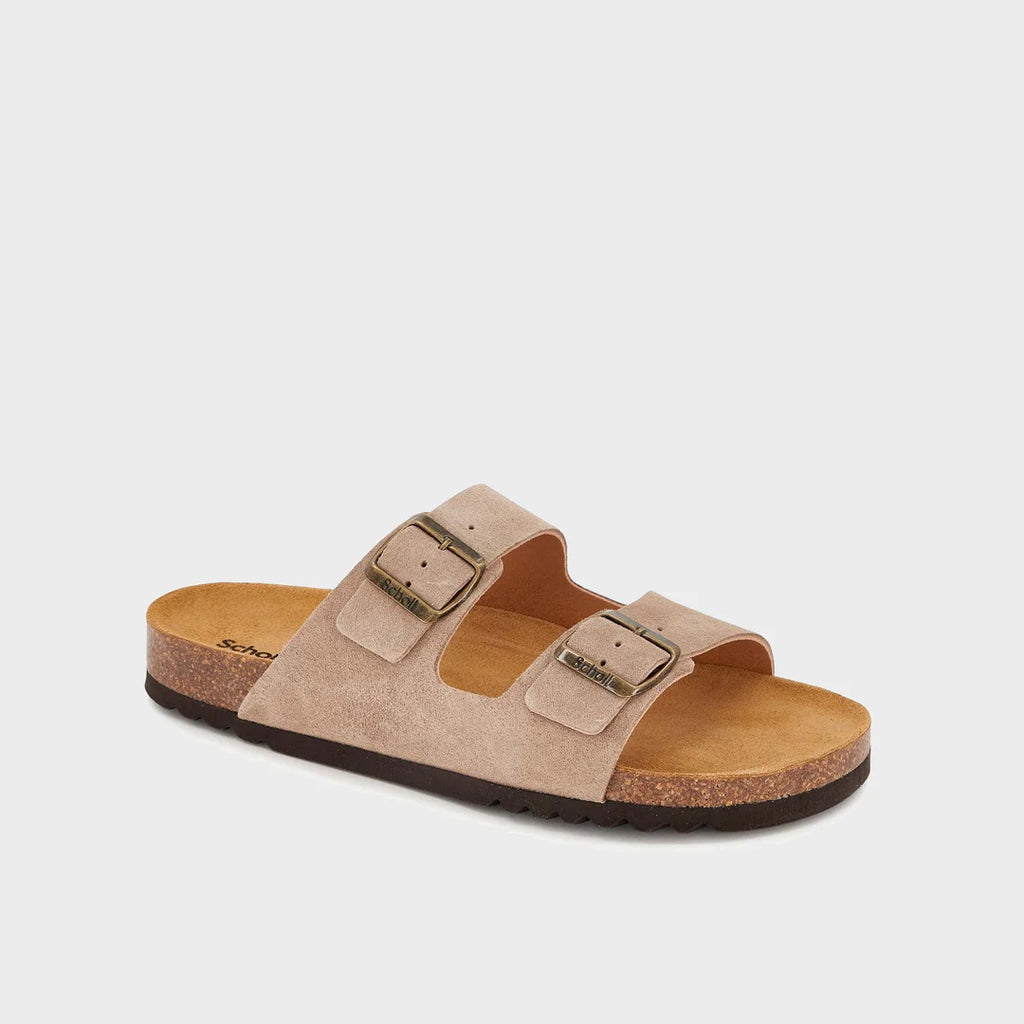 Suede sandal with buckles - Beige