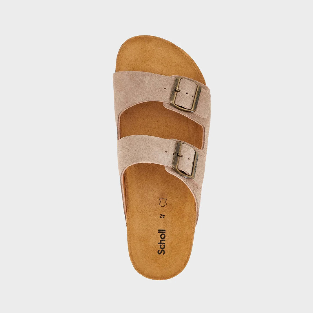 Suede sandal with buckles - Beige
