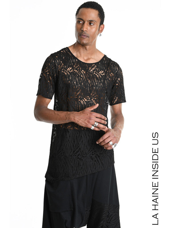 Asymmetrical Openwork T-shirt